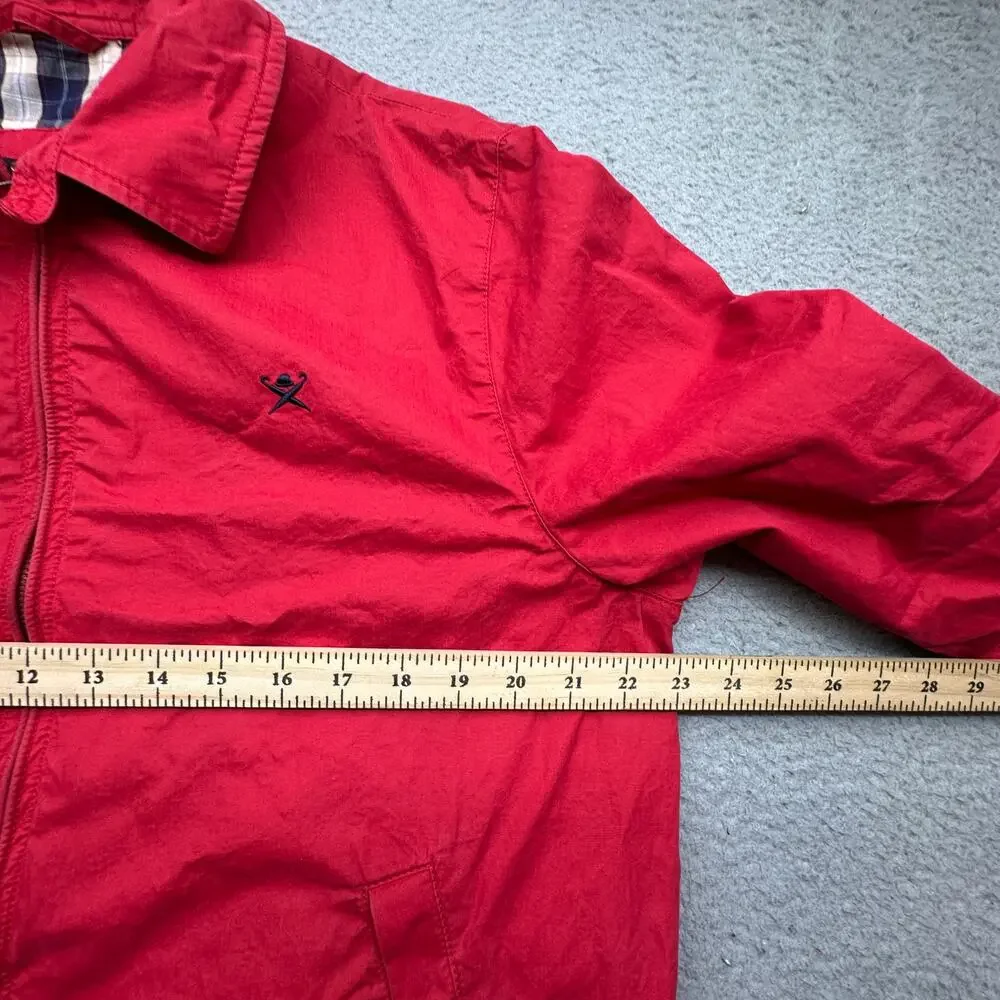 Hackett London Blouson Bomber Jacket Mens Large Harrington Zip Red Plaid Lined